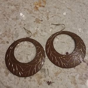 Gold and Brown Hoop Earrings